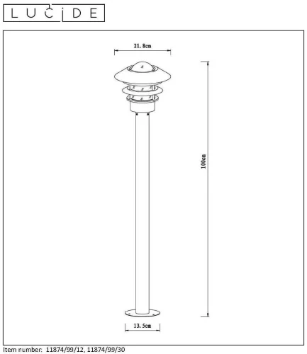 Парковый светильник Zico 11874/99/12 Lucide уличный IP44 хром 1 лампа, плафон прозрачный в стиле кантри прованс E27 фото 2